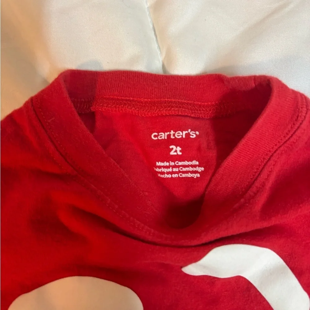Carters Red Santa Graphic Kids Shirt 2T Christmas
